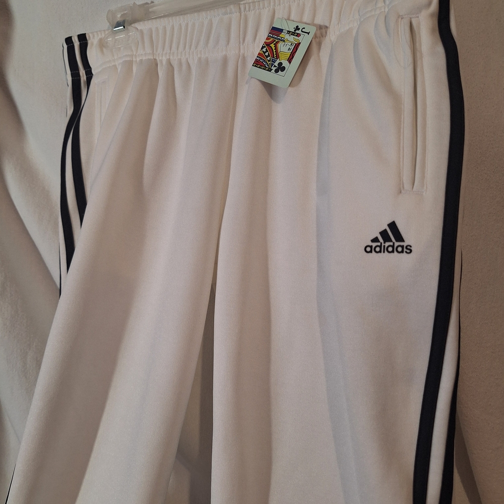 Adidas Kids White Sweatpants with Black Accents